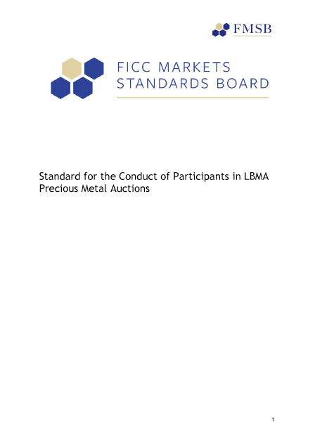 Standard for the Conduct of Participants in LBMA Precious Metal Auctions